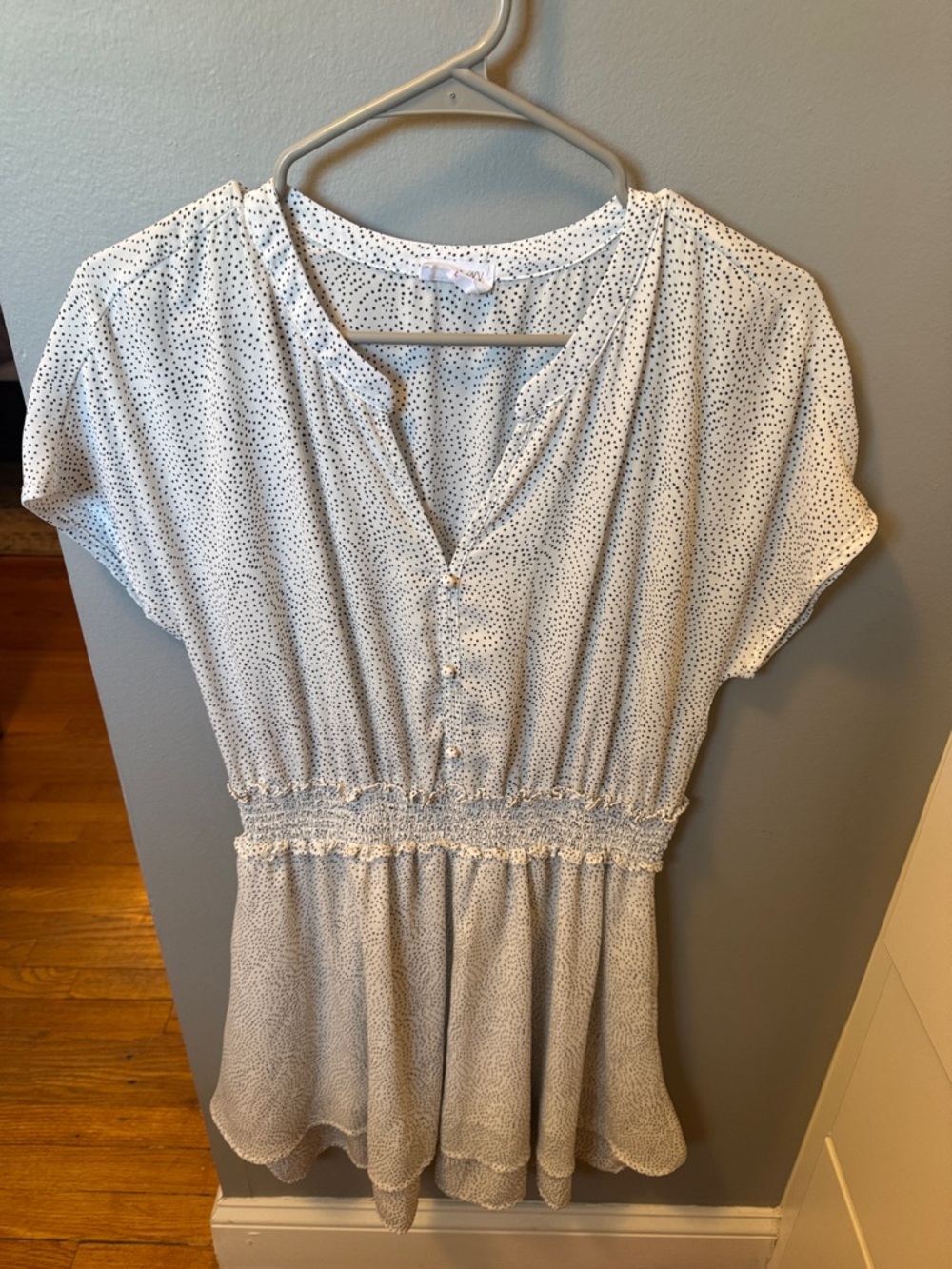 Sienna Sky Cream Blouse with Black Micro Dot Print